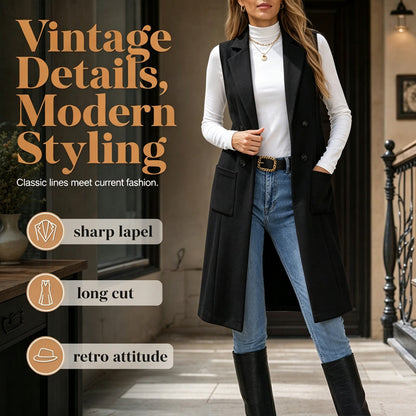 Women's Chic Sleeveless Open Front Longline Jacket