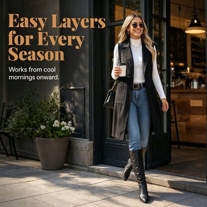 Women's Chic Sleeveless Open Front Longline Jacket