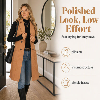 Women's Chic Sleeveless Open Front Longline Jacket