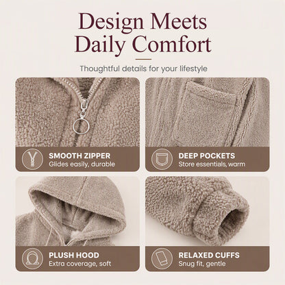 Women's Loose Sherpa Hoodie Sweatshirt