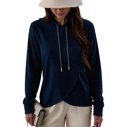 Women's Casual Irregular Hem Hooded Sweatshirt