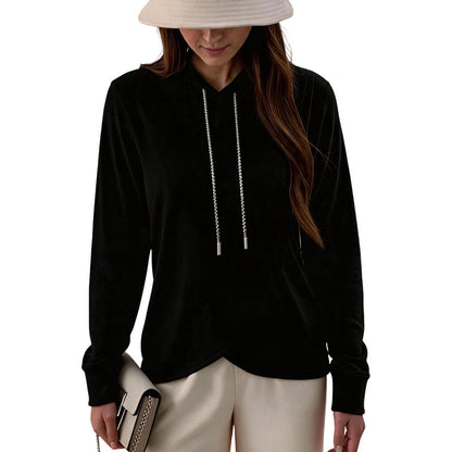 Women's Casual Irregular Hem Hooded Sweatshirt