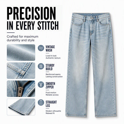 Men's Vintage Washed Curved-Leg Jeans