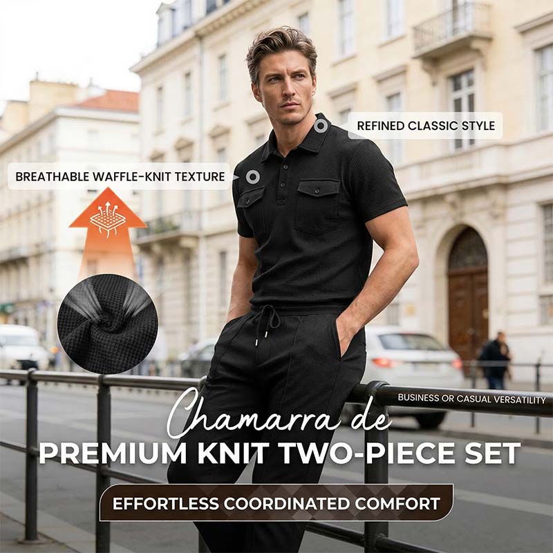 Men's Waffle-Knit Short Sleeve Top & Pants Set