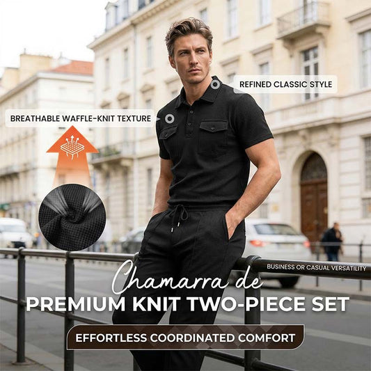 Men's Waffle-Knit Short Sleeve Top & Pants Set