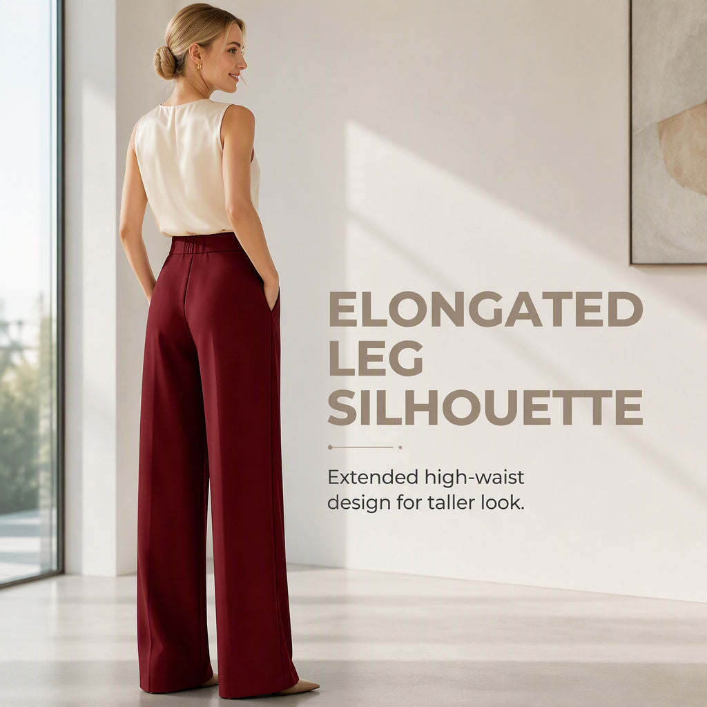 Women's High Waisted Suit Pants with Elastic Back