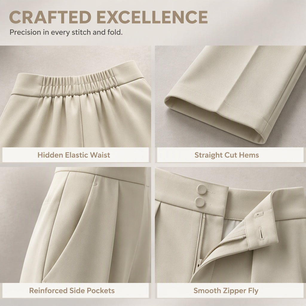 Women's High Waisted Suit Pants with Elastic Back