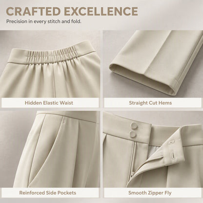 Women's High Waisted Suit Pants with Elastic Back