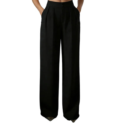 Women's High Waisted Suit Pants with Elastic Back