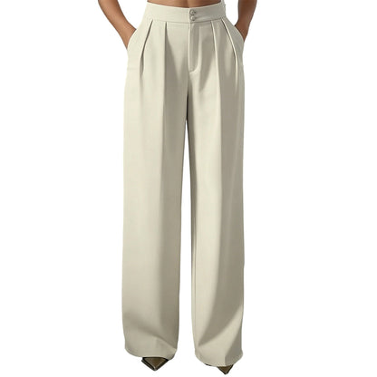 Women's High Waisted Suit Pants with Elastic Back