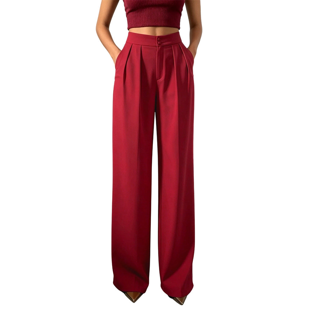 Women's High Waisted Suit Pants with Elastic Back