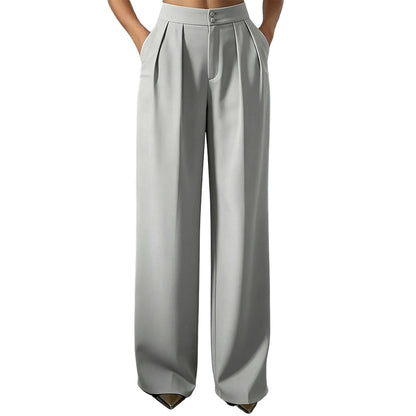 Women's High Waisted Suit Pants with Elastic Back