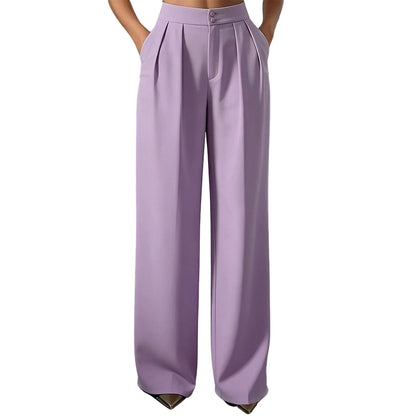 Women's High Waisted Suit Pants with Elastic Back