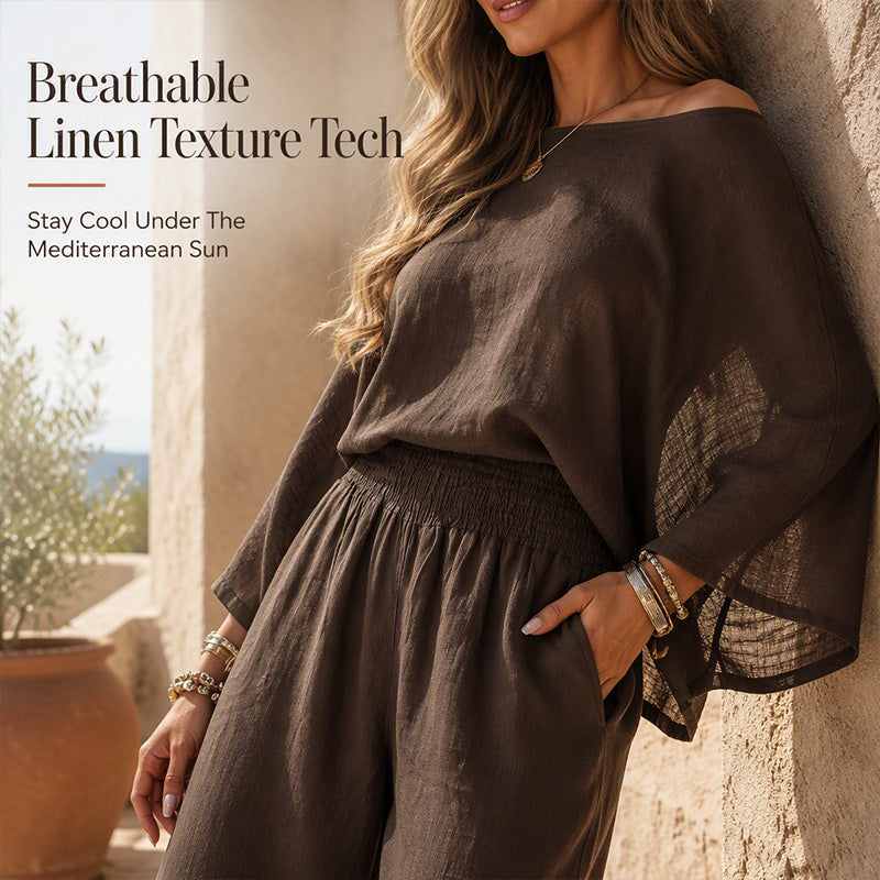 Women's Off-Shoulder Top & Wide-Leg Pants Set
