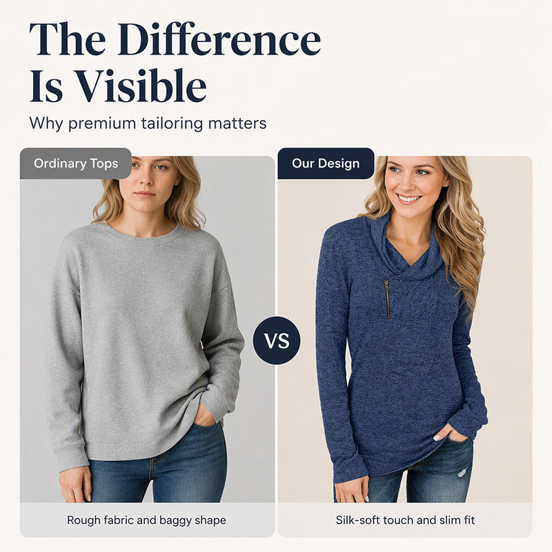 Women's Cowl Neck Sweatshirt with Zipper