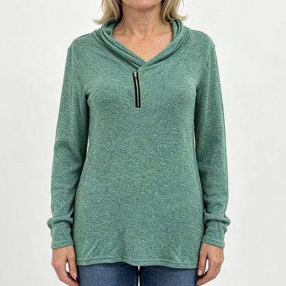 Women's Cowl Neck Sweatshirt with Zipper