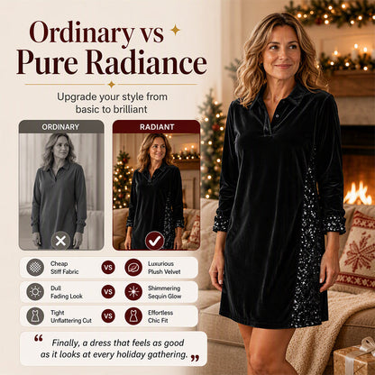 Women's Festive Sequin Patchwork Dress