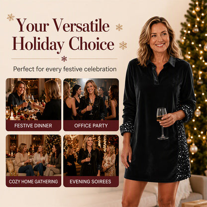 Women's Festive Sequin Patchwork Dress