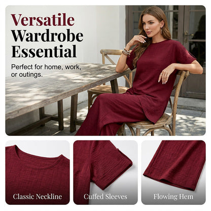 Asymmetrical Hem Top & Wide-Leg Pants Set