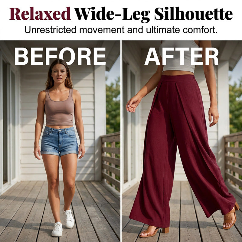 Asymmetrical Hem Top & Wide-Leg Pants Set