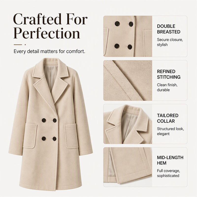 Women's Double Breasted Woolen Coat