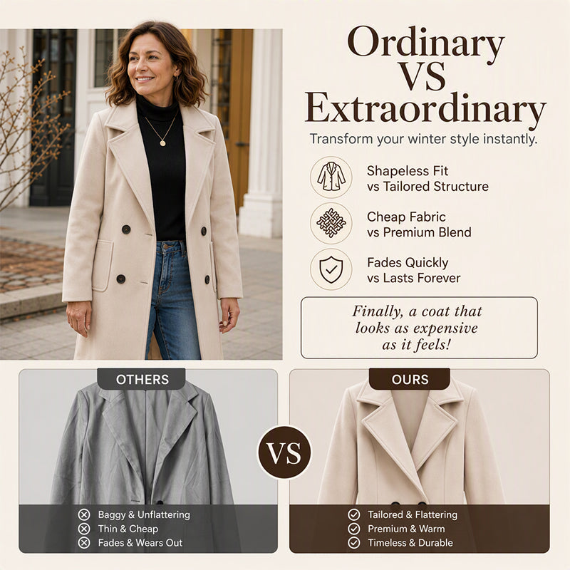 Women's Double Breasted Woolen Coat
