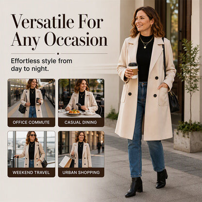 Women's Double Breasted Woolen Coat