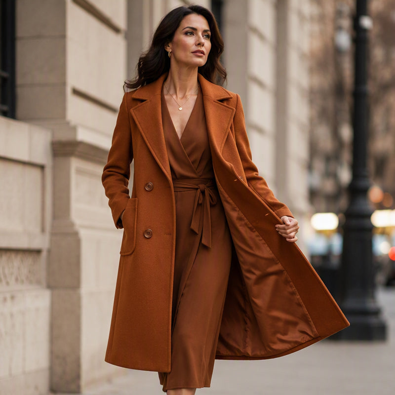 Women's Double Breasted Woolen Coat