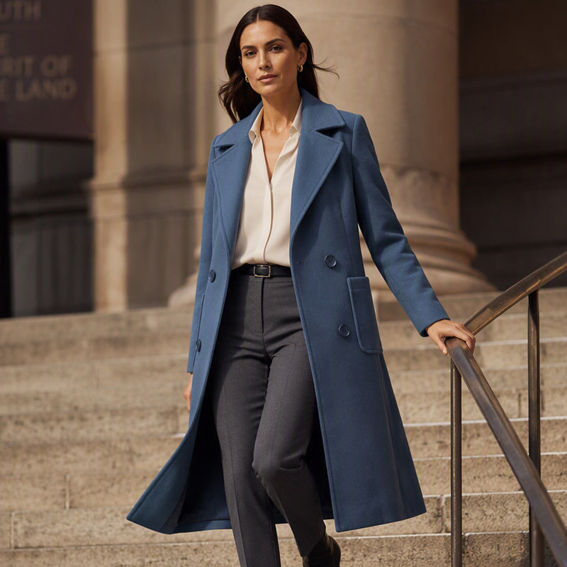 Women's Double Breasted Woolen Coat