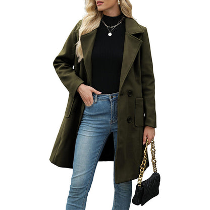 Women's Double Breasted Woolen Coat