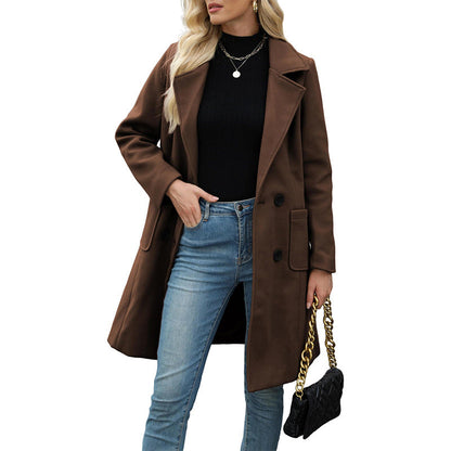 Women's Double Breasted Woolen Coat