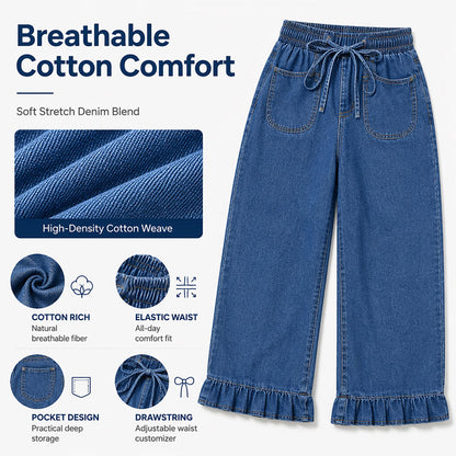 Women's Plus Size Ruffle Hem Denim Pants