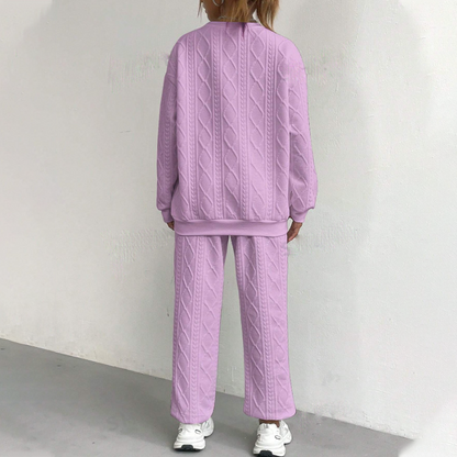 Casual Long Sleeve Knit Pullover & Pants 2-Piece Set