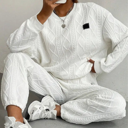 Casual Long Sleeve Knit Pullover & Pants 2-Piece Set