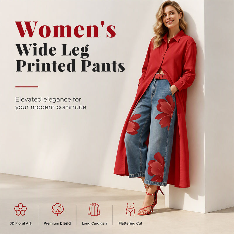 Women's Wide Leg Printed Pants