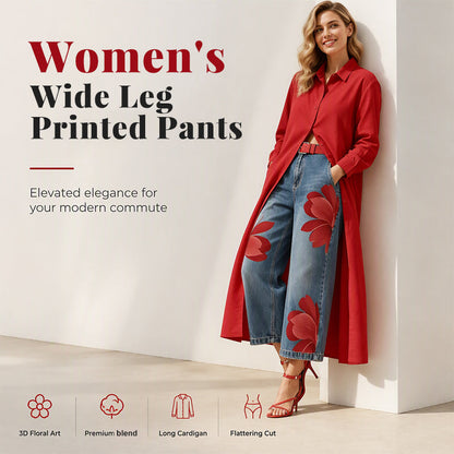 Women's Wide Leg Printed Pants