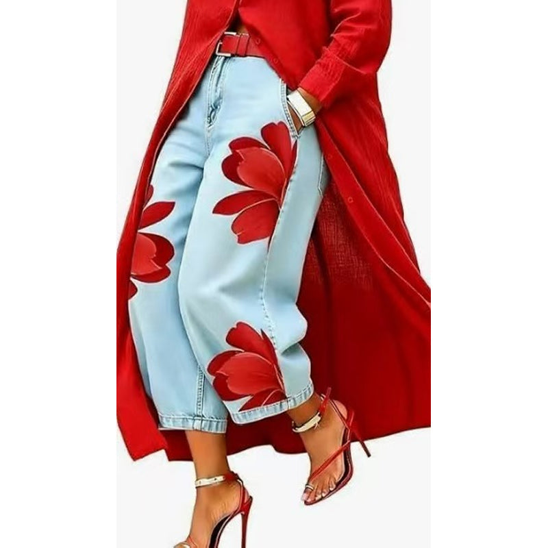 Women's Wide Leg Printed Pants