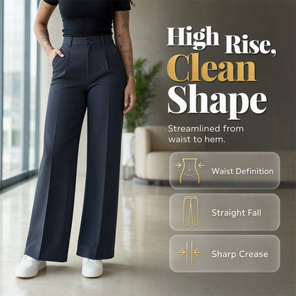 Women's Casual High-Waist Straight-Leg Pants