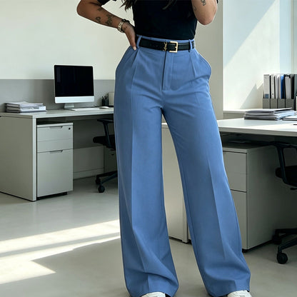 Women's Casual High-Waist Straight-Leg Pants