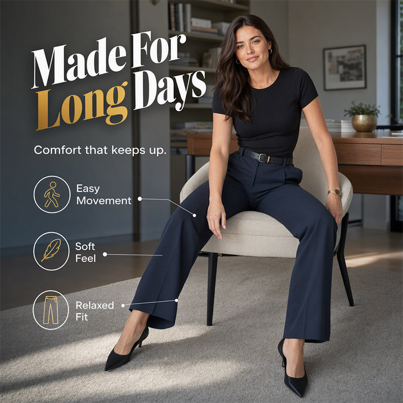 Women's Casual High-Waist Straight-Leg Pants