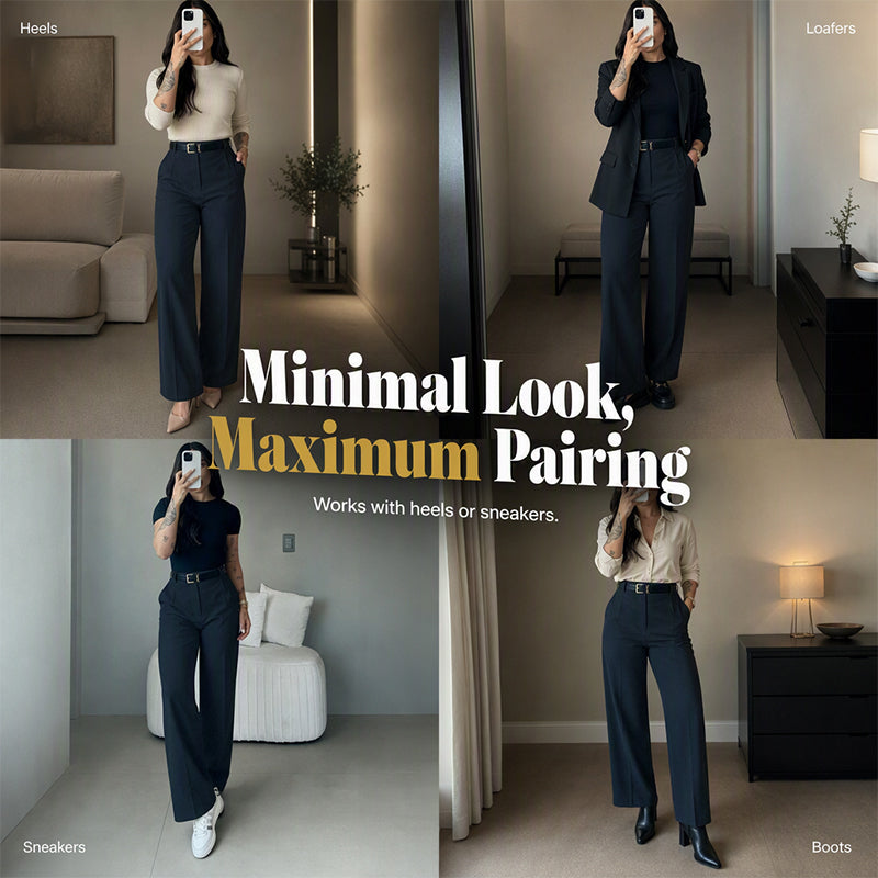 Women's Casual High-Waist Straight-Leg Pants