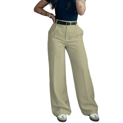 Women's Casual High-Waist Straight-Leg Pants