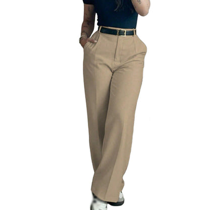 Women's Casual High-Waist Straight-Leg Pants