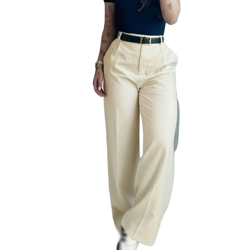 Women's Casual High-Waist Straight-Leg Pants