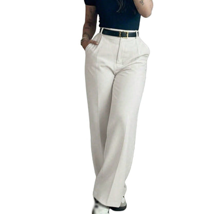 Women's Casual High-Waist Straight-Leg Pants
