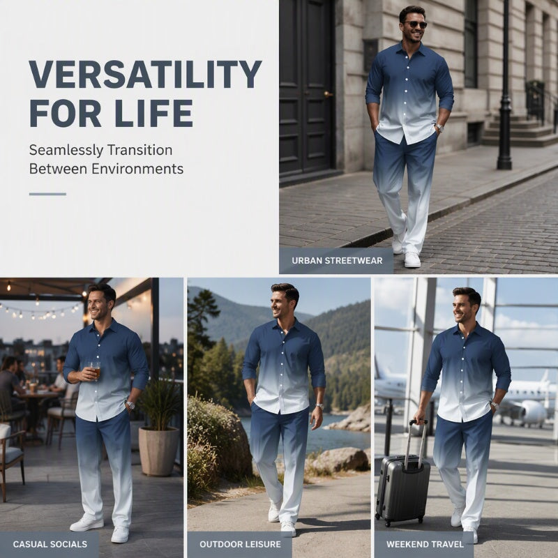 Men's Plus Size Casual Shirt and Pants Set