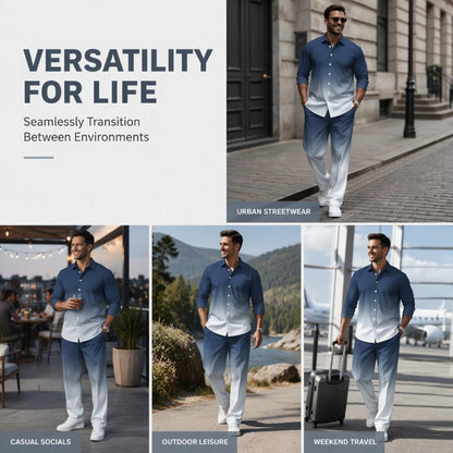 Men's Plus Size Casual Shirt and Pants Set