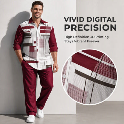 Men's Plus Size Casual Shirt and Pants Set