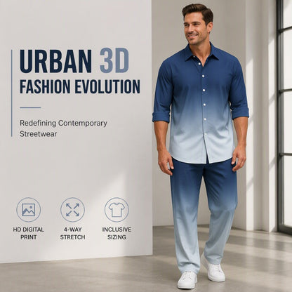Men's Plus Size Casual Shirt and Pants Set