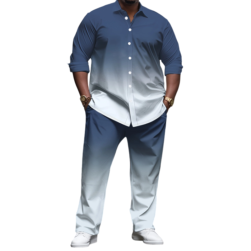 Men's Plus Size Casual Shirt and Pants Set